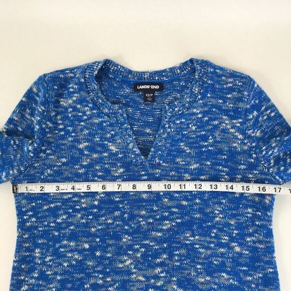 Lands' End Split Neck Pullover Sweater Women's Size XS Blue Stretch Knit Winter - Picture 8 of 13
